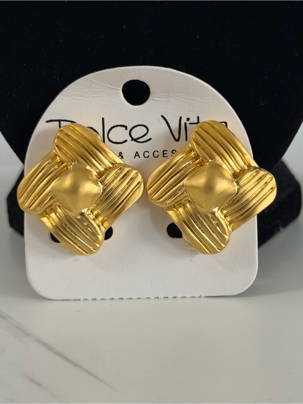 Vintage Gold Knot Clip Earrings
